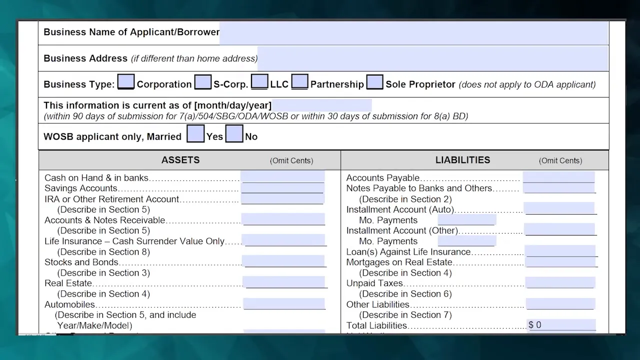 Required documents for SBA loan