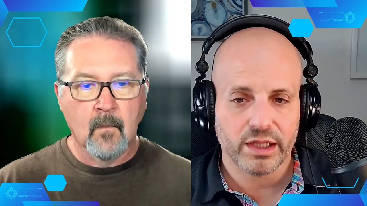 Clear split-screen view of two hosts speaking about SBA 7(a) lending and compensating strengths.