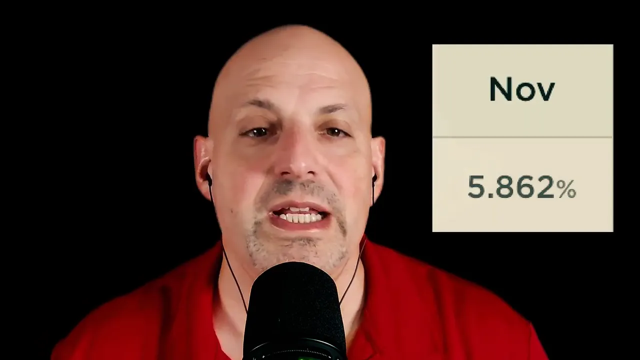 podcast host with inset graphic showing 'Nov' and the debenture rate '5.862%'